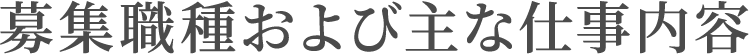 募集職種および主な仕事内容