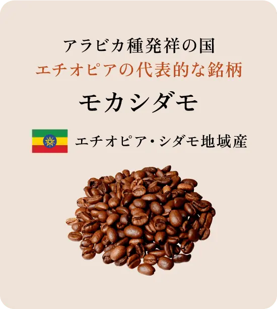 アラビカ種発祥の国 エチオピアの代表的な銘柄 モカシダモ エチオピア・シダモ地域産